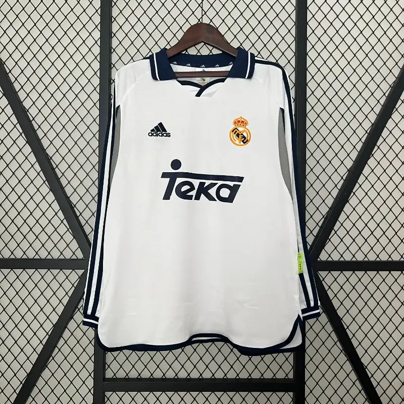Retro 2000-01 Long Sleeve Real Madrid Soccer Jersey Home