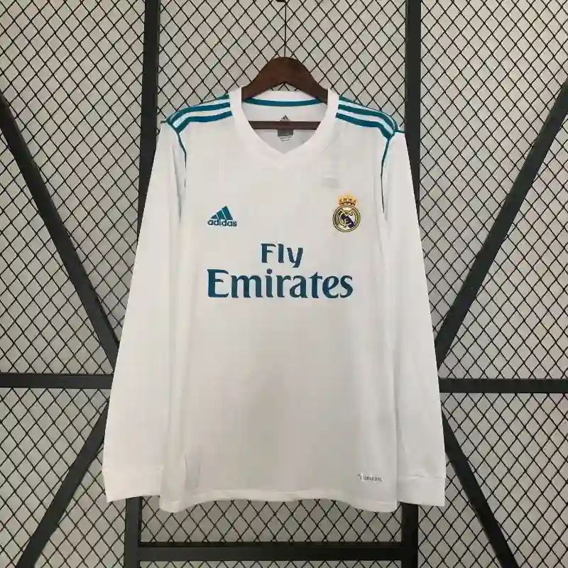 Retro 2017-18 Real Madrid Long Sleeve Soccer Jersey Home