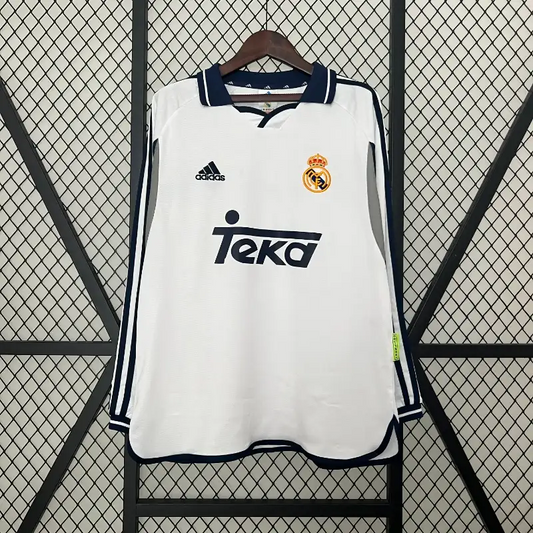 Retro 2000-01 Long Sleeve Real Madrid Soccer Jersey Home