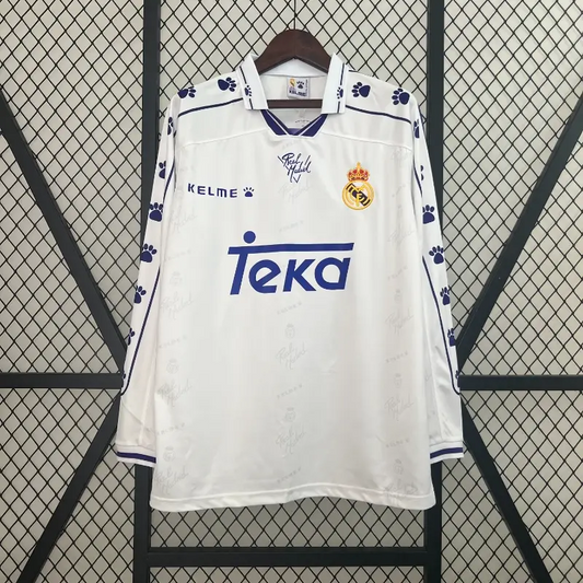 Retro 1994-96 Long Sleeve Real Madrid Soccer Jersey Home