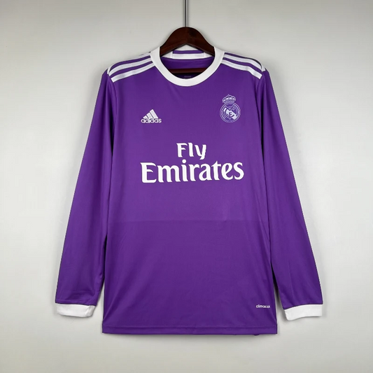 Retro 2016-17 Real Madrid Long Sleeve Soccer Jersey Away