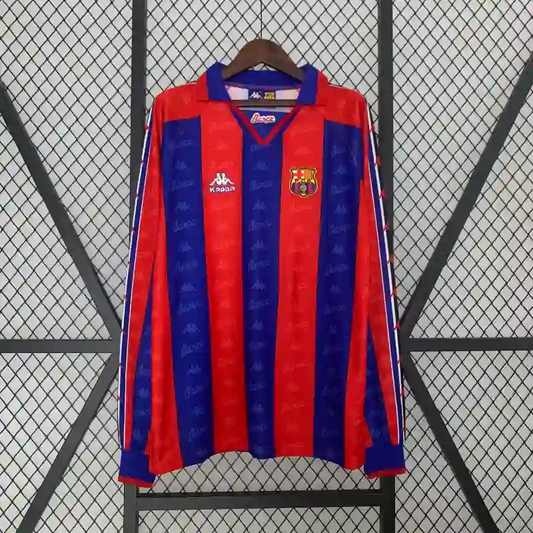Retro 1996-97 Barcelona Long Sleeve Soccer Jersey Home