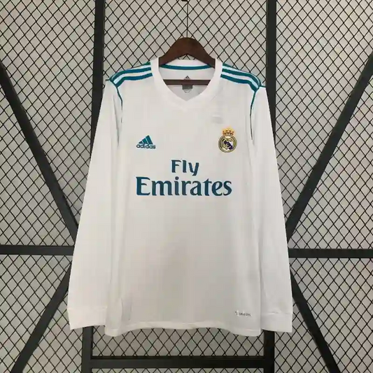 Retro 2017-18 Real Madrid Long Sleeve Soccer Jersey Home